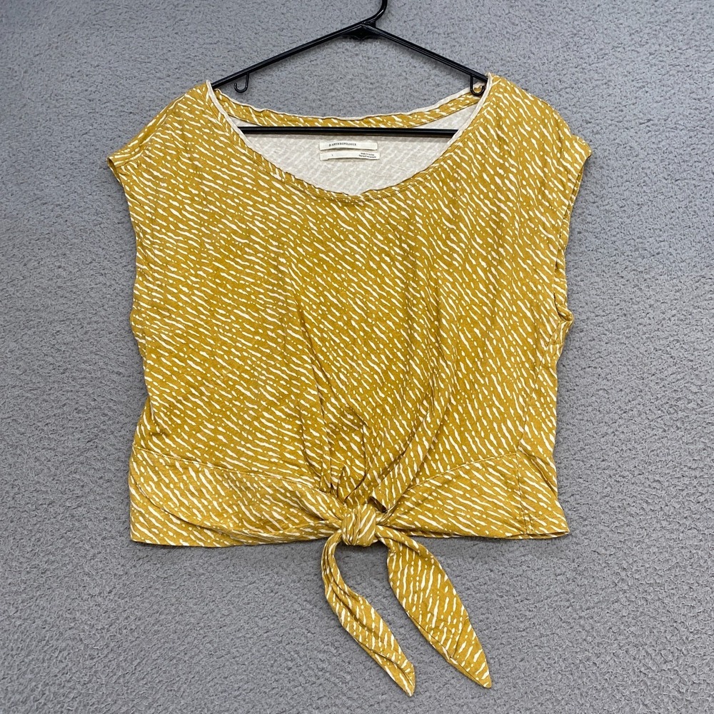 Tie-Front Yellow Patterned Women’s Top